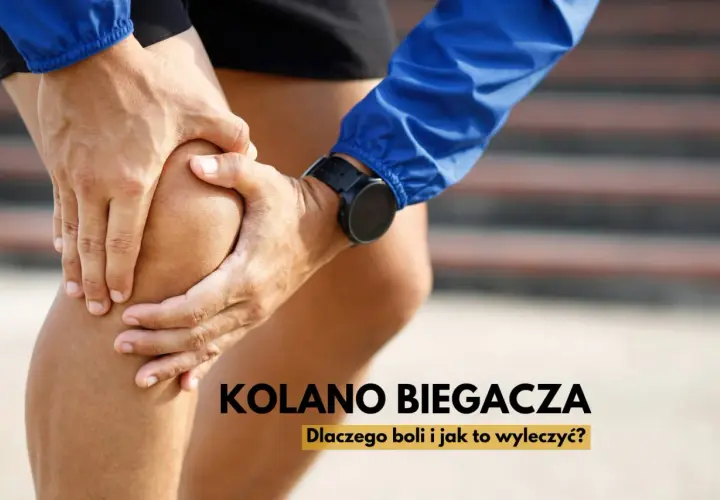 Ból kolana biegacza. Dłonie obejmujące bolące kolano, wskazujące na problem.