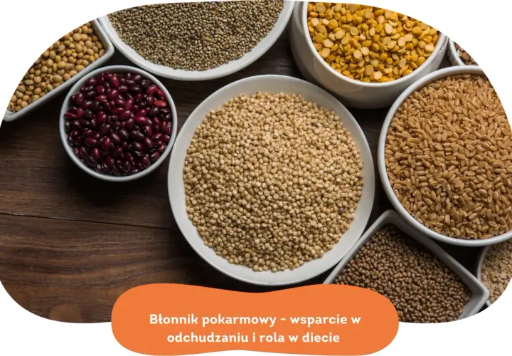 Miseczki pełne ziaren: fasola, soczewica, pszenica, proso, soja. W czym jest błonnik? W tych zdrowych produktach!