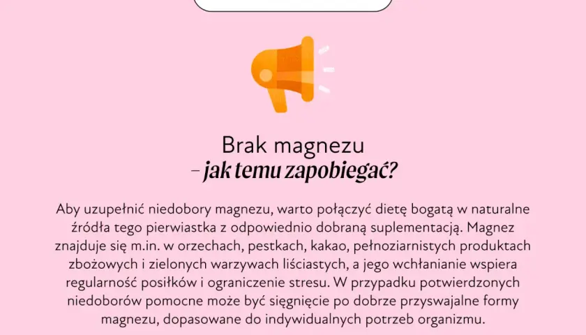 Brak magnezu objawy i jak mu zapobiegać. Tekst radzi, by uzupełniać niedobory magnezu dietą bogatą w orzechy, kakao i zielone warzywa.